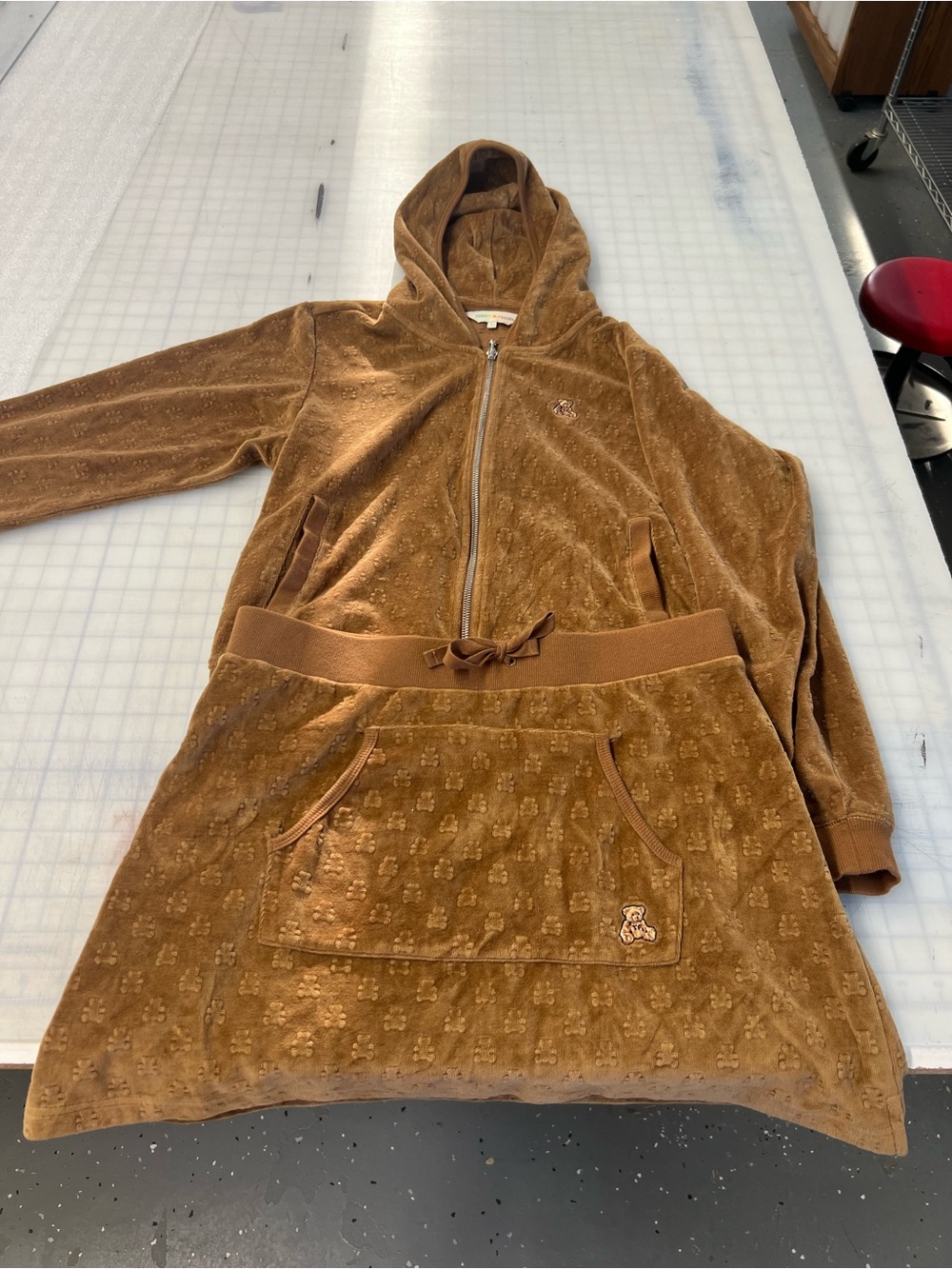 Teddy Fresh Caramel Velour Mini Skirt